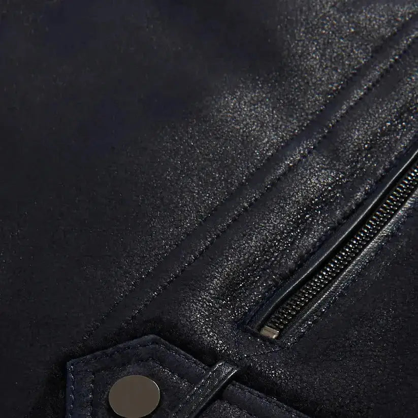 Black Sheepskin Leather Aviator Jacket - Riders Republic UK