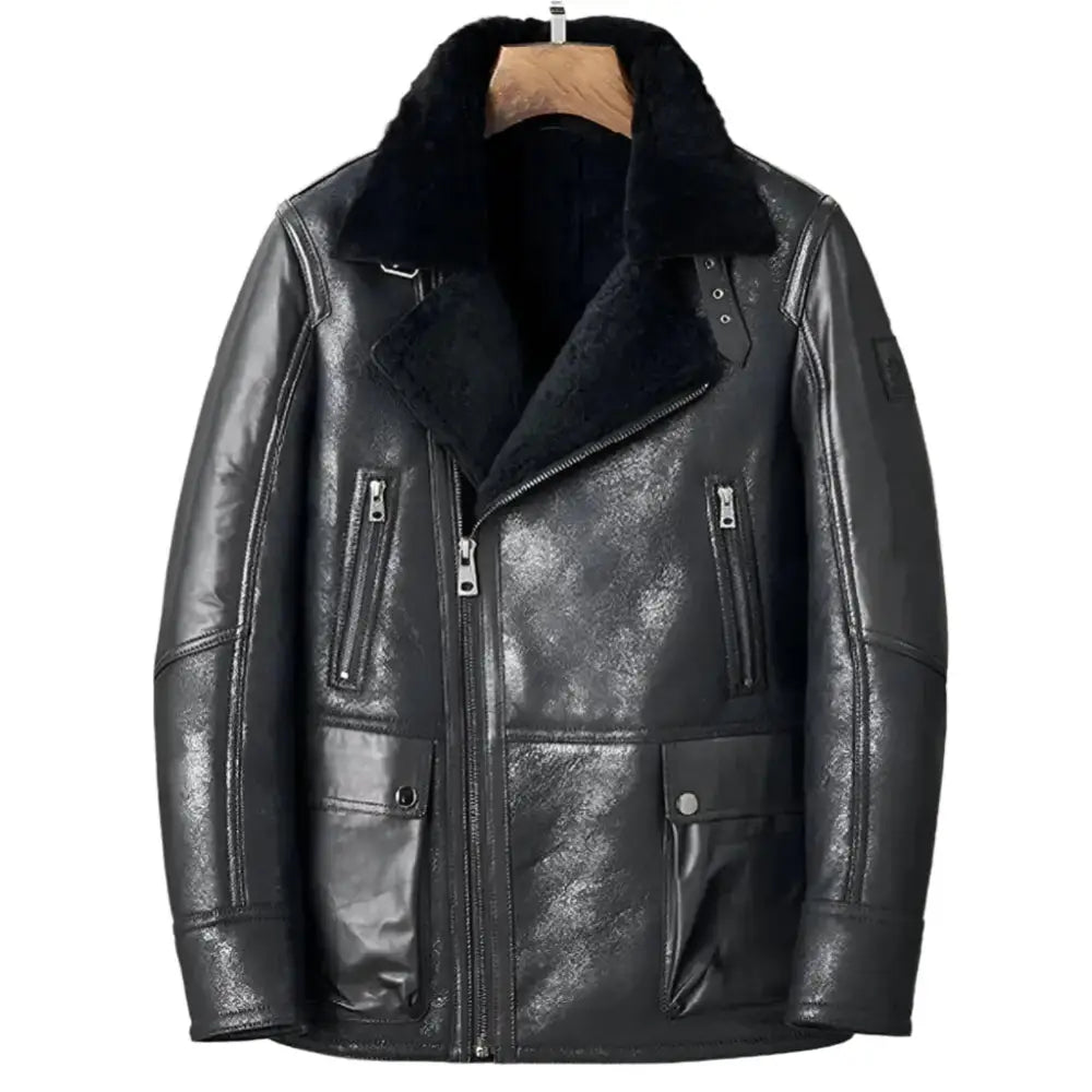 Mens Black B3 Shearling Bomber Jacket - Riders Republic UK