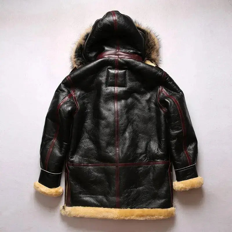 Mens Black B7 Bomber Shearling Sheepskin Jacket - Riders Republic UK