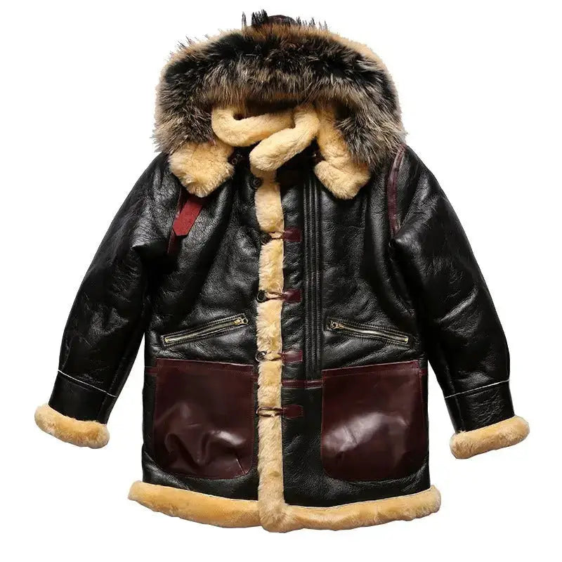 Mens Black B7 Bomber Shearling Sheepskin Jacket - Riders Republic UK