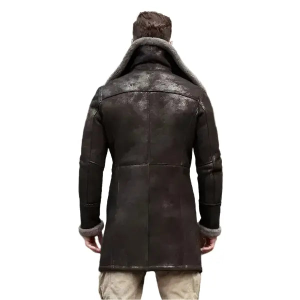 Mens Black B7 Shearling Leather Coat - Riders Republic UK
