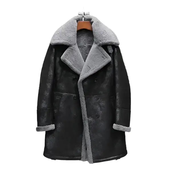 Mens Black B7 Shearling Leather Coat - Riders Republic UK