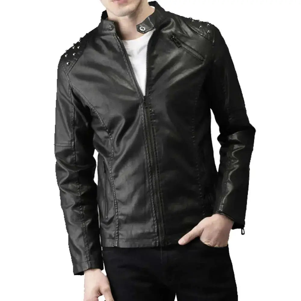 Mens Handmade Studded Leather Jacket - Riders Republic UK