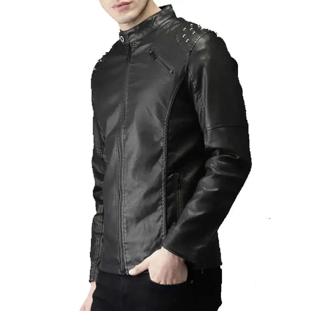 Mens Handmade Studded Leather Jacket - Riders Republic UK