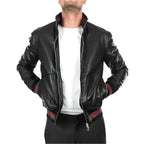 Mens Black Lambskin Bomber Jacket - Riders Republic UK