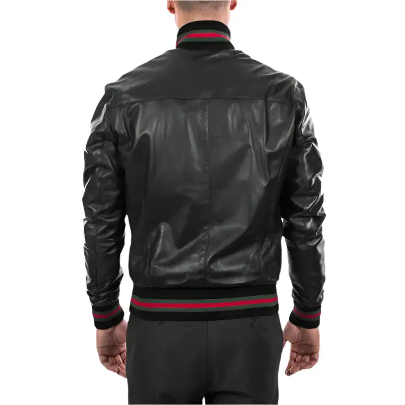 Mens Black Lambskin Bomber Jacket - Riders Republic UK