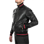 Mens Black Lambskin Bomber Jacket - Riders Republic UK