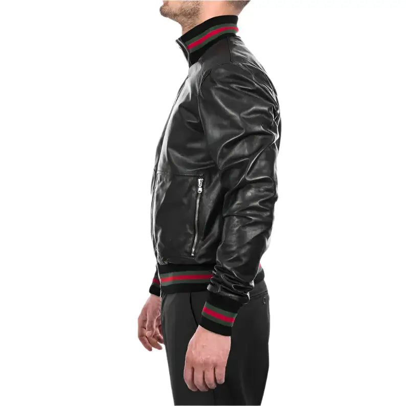 Mens Black Lambskin Bomber Jacket - Riders Republic UK