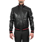 Mens Black Lambskin Bomber Jacket - Riders Republic UK