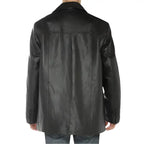 Mens Black Lambskin Leather Overcoat Blazer Jacket - Riders Republic UK