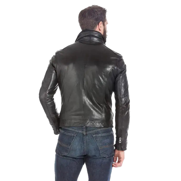 Mens Black Lambskin Leather Sports Jacket - Riders Republic UK