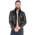 Mens Black Lambskin Leather Sports Jacket - Riders Republic UK