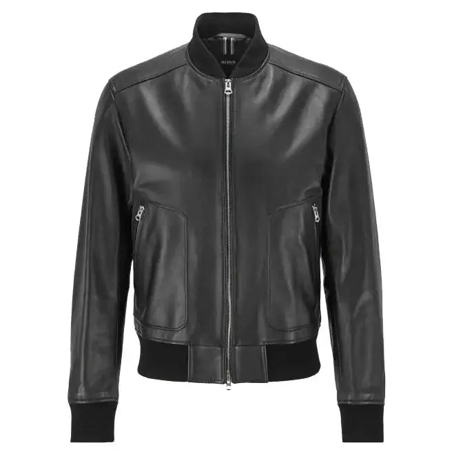 Black Leather Bomber Jacket for Men - Riders Republic UK