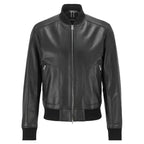 Black Leather Bomber Jacket for Men - Riders Republic UK