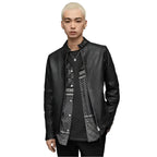 Mens Black Leather Harrington Jacket - Riders Republic UK