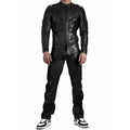 Men’s Black Leather Jumpsuit with Straps - Riders Republic UK