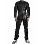 Men’s Black Leather Jumpsuit with Straps - Riders Republic UK