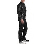 Men’s Black Leather Jumpsuit with Straps - Riders Republic UK