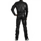 Men’s Black Leather Jumpsuit with Straps - Riders Republic UK
