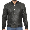Mens Black Leather Bomber Jacket - Riders Republic UK