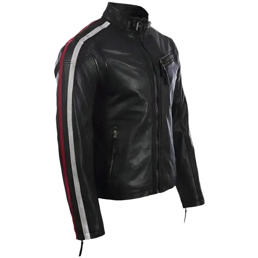 Mens Black Leather Motorcycle Jacket - Riders Republic UK