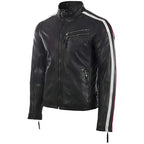 Mens Black Leather Motorcycle Jacket - Riders Republic UK