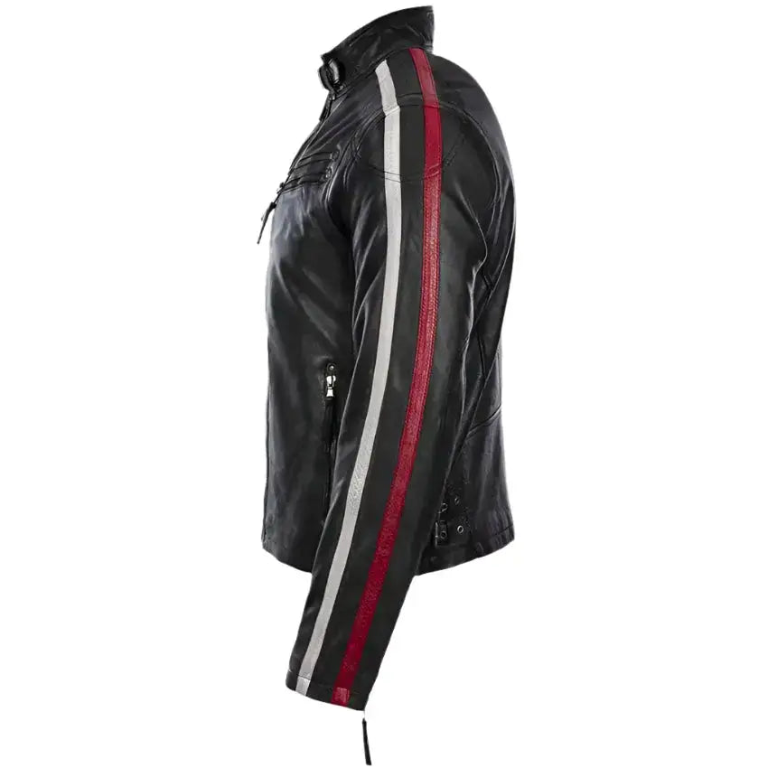 Mens Black Leather Motorcycle Jacket - Riders Republic UK