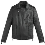 Mens Black Leather Motorcycle Riding Jacket - Riders Republic UK