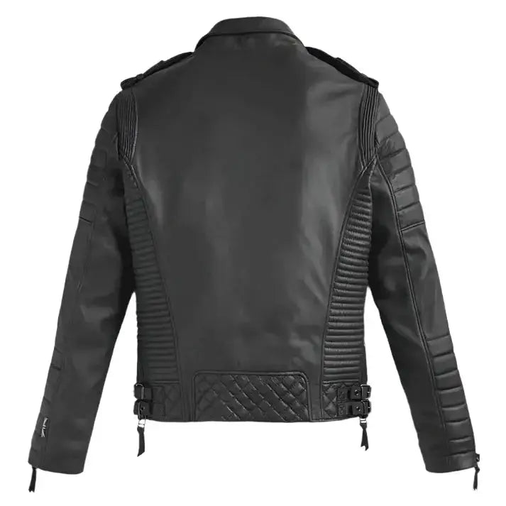 Mens Black Leather Motorcycle Riding Jacket - Riders Republic UK