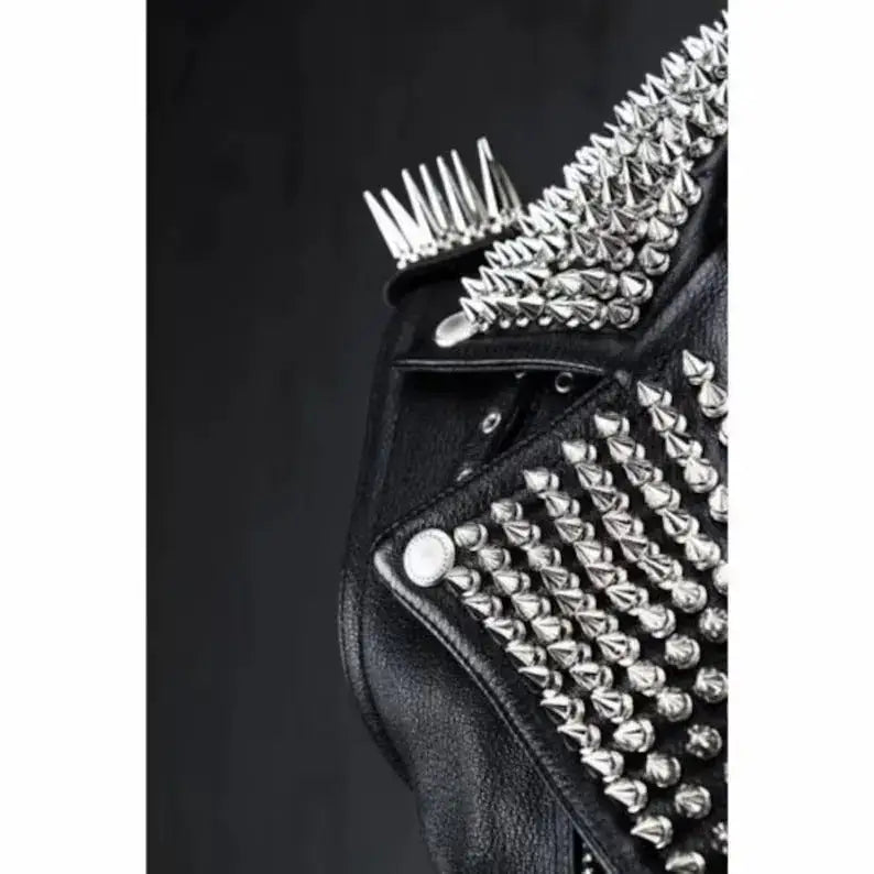 Studded Black Leather Biker Vest - Riders Republic UK