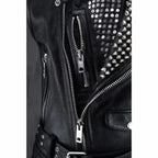 Studded Black Leather Biker Vest - Riders Republic UK