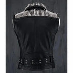 Studded Black Leather Biker Vest - Riders Republic UK