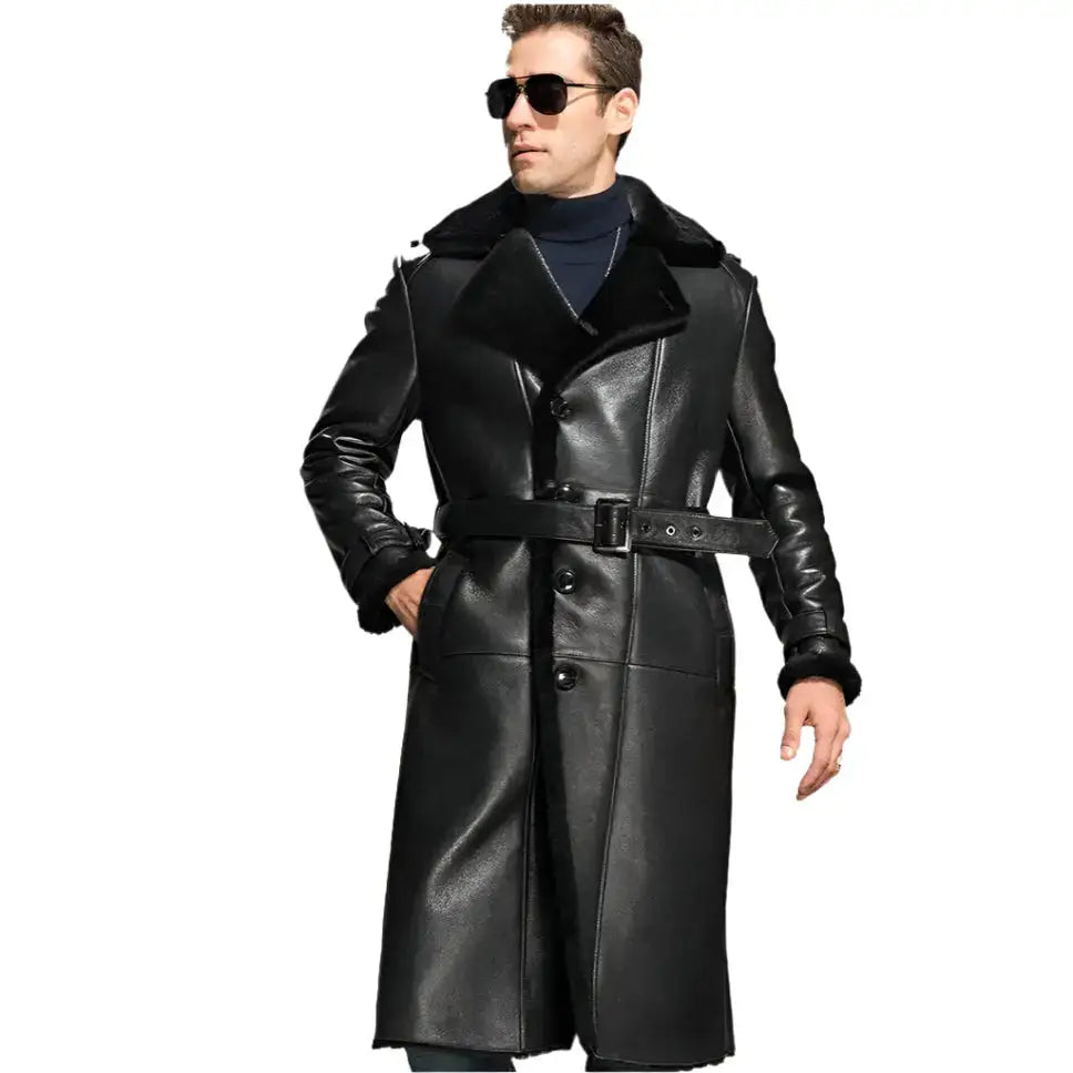 Mens Black Oversize Shearling Coat - Riders Republic UK