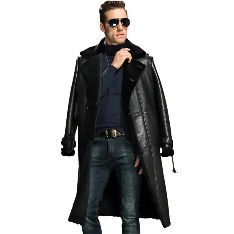 Mens Black Oversize Shearling Coat - Riders Republic UK