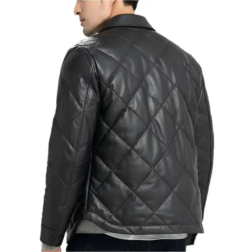 Black Quilted Lambskin Leather Jacket Mens - Riders Republic UK