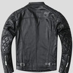 Mens Black Quilted Leather Motorcycle Jacket - Riders Republic UK