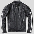 Mens Black Quilted Leather Motorcycle Jacket - Riders Republic UK