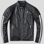Mens Black Quilted Leather Motorcycle Jacket - Riders Republic UK
