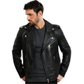 Mens Black Quilted Leather Perfecto Jacket - Riders Republic UK
