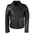 Mens Black Quilted Leather Perfecto Jacket - Riders Republic UK