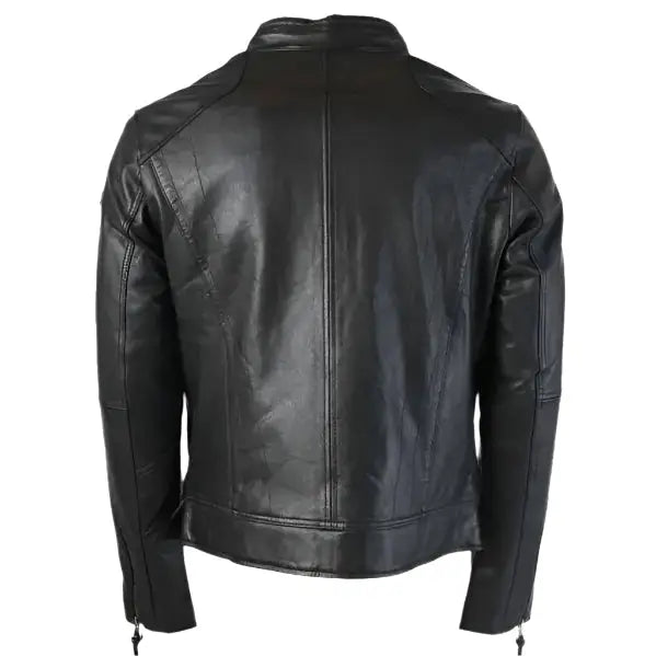 Mens Black Quilted Leather Perfecto Jacket - Riders Republic UK