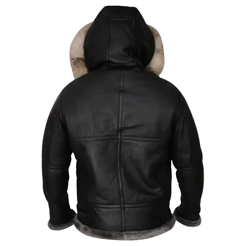 Mens Black Shearling Hoodie Jacket - Riders Republic UK