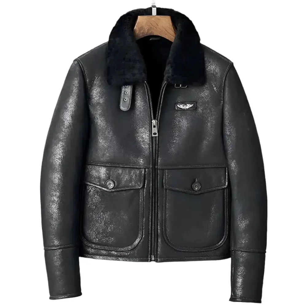 Mens Black Shearling B3 Bomber Jacket - Riders Republic UK