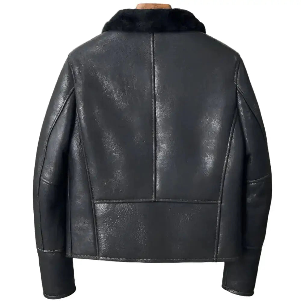 Mens Black Shearling B3 Bomber Jacket - Riders Republic UK