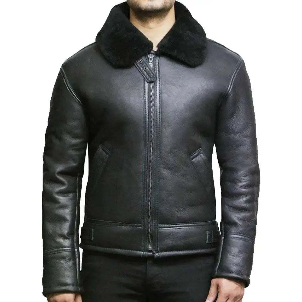 Mens Shearling Aviator Leather Jacket - Riders Republic UK