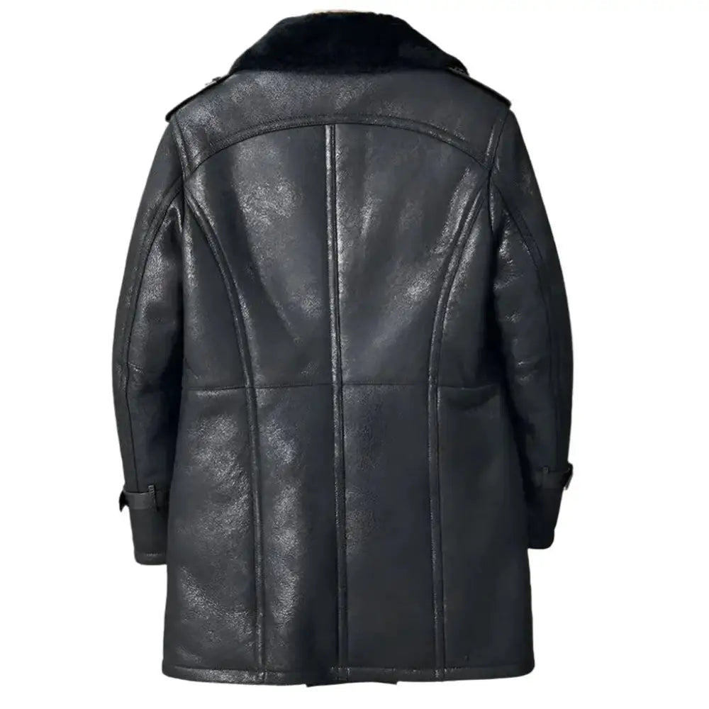 Mens Black Shearling Trench Coat - Riders Republic UK