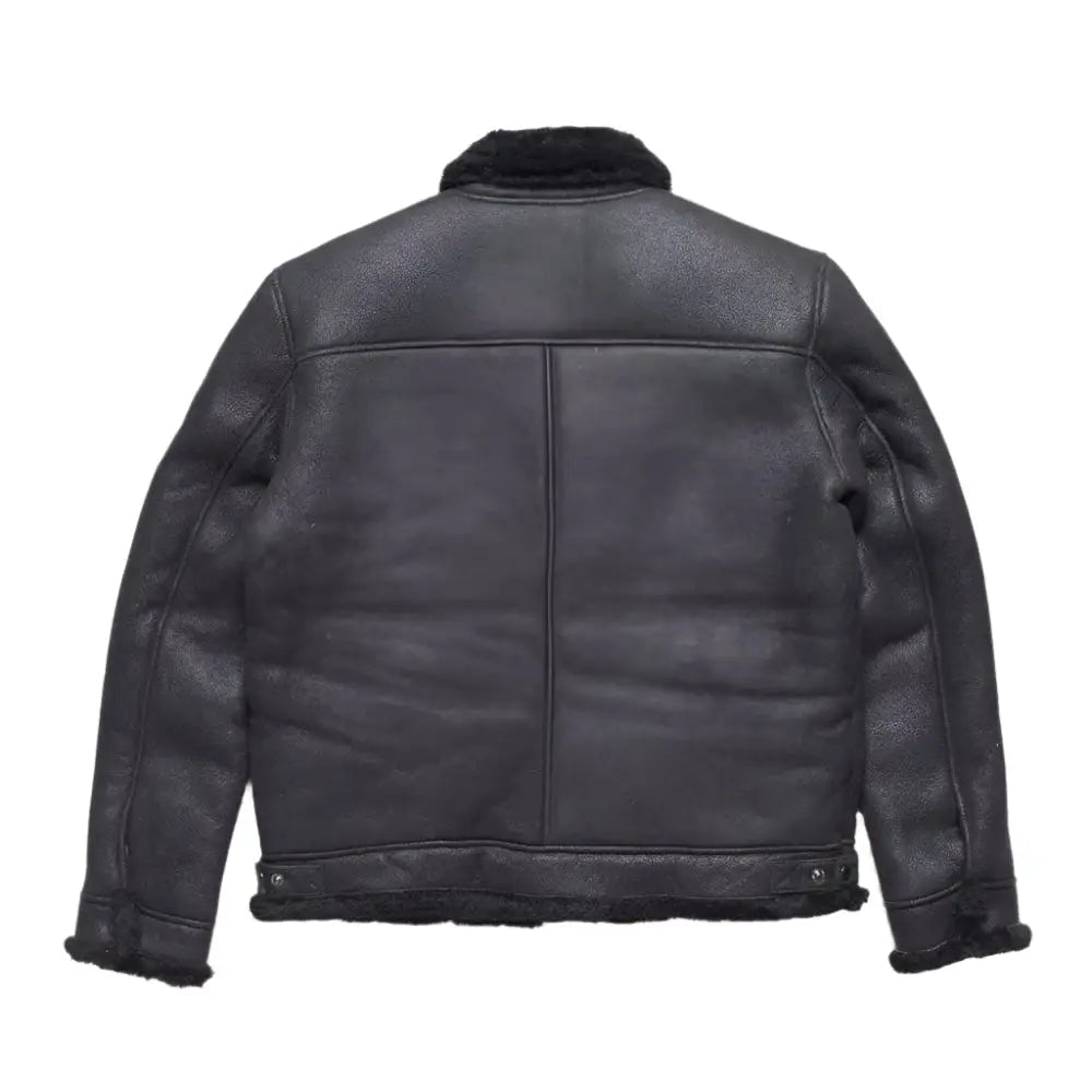 Mens Black Shearling Bomber Jacket - Riders Republic UK