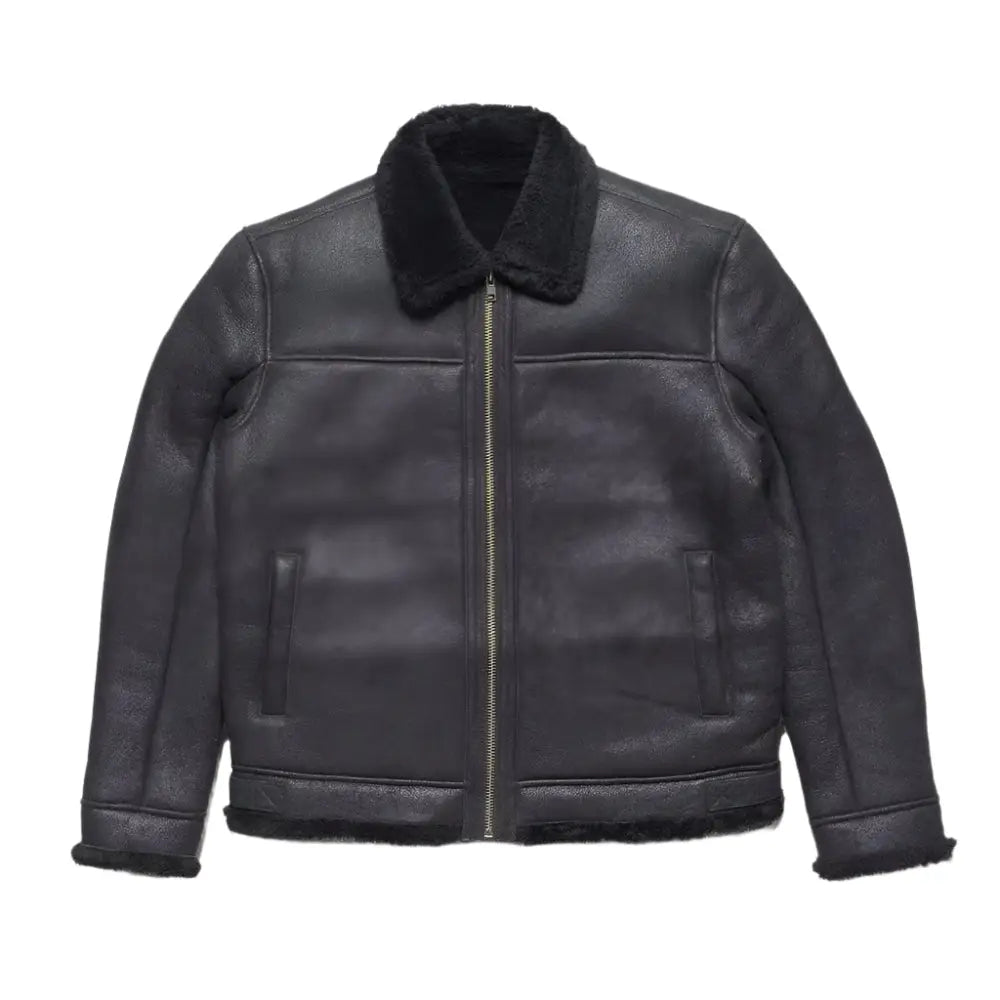 Mens Black Shearling Bomber Jacket - Riders Republic UK