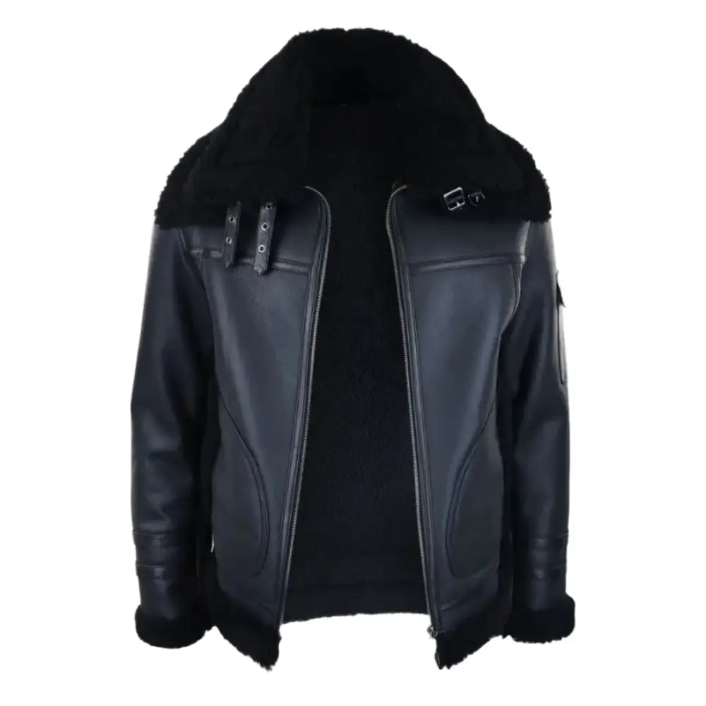 Mens Black Shearling Flying Jacket - Riders Republic UK