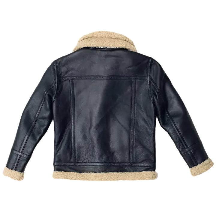 Mens Black Sheepskin Shearling Aviator Jacket - Riders Republic UK